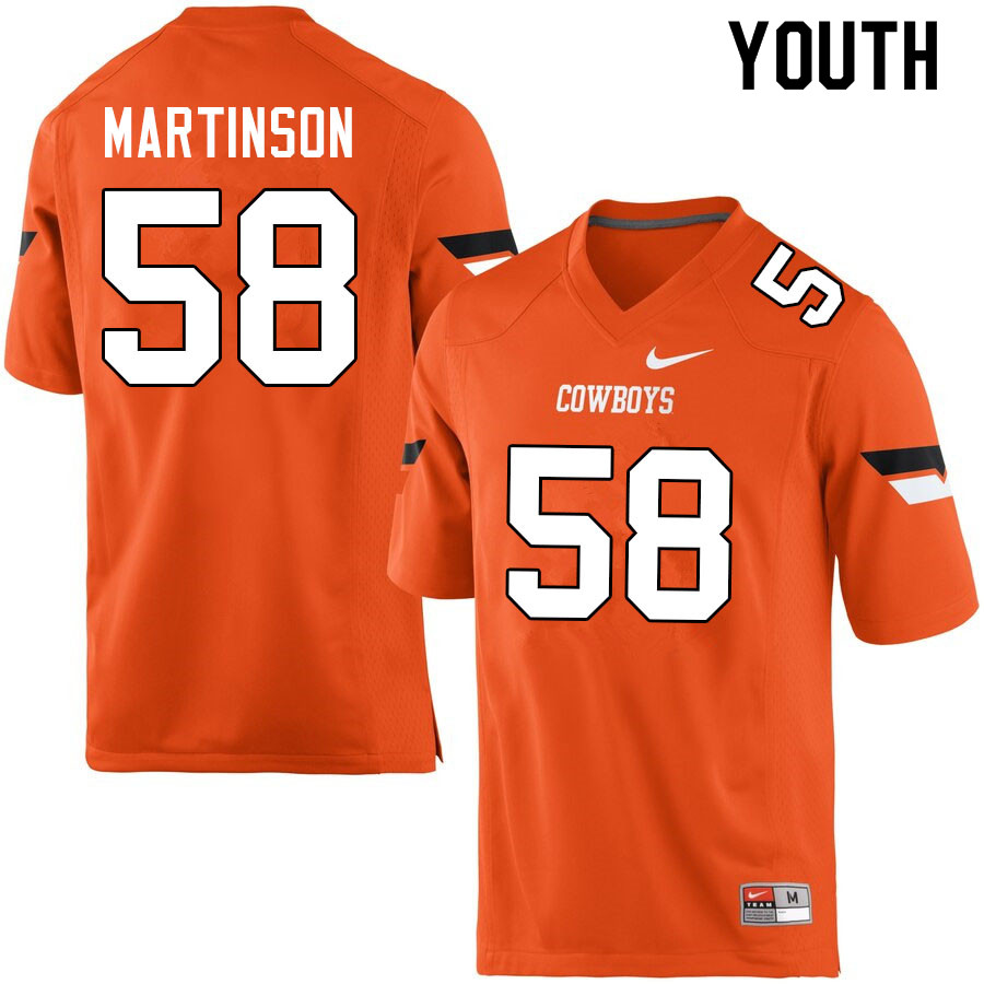 Youth #58 Holden Martinson Oklahoma State Cowboys College Football Jerseys Sale-Orange - Click Image to Close